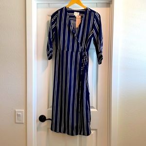 Everly Navy Stripe Midi Dress NWT